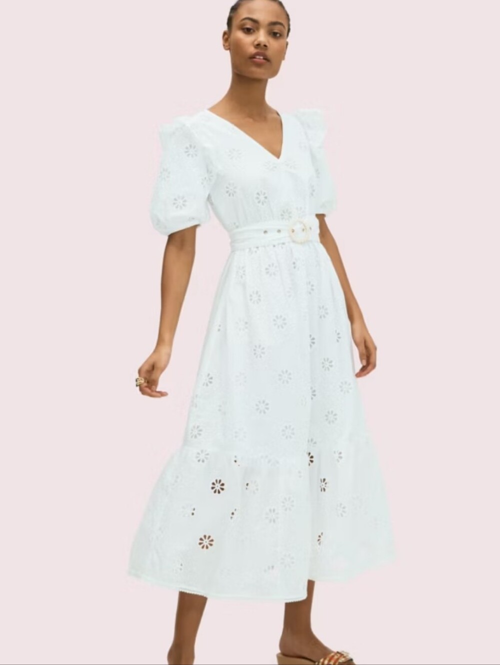 Kate Spade New York white eyelet clover dress Sz4